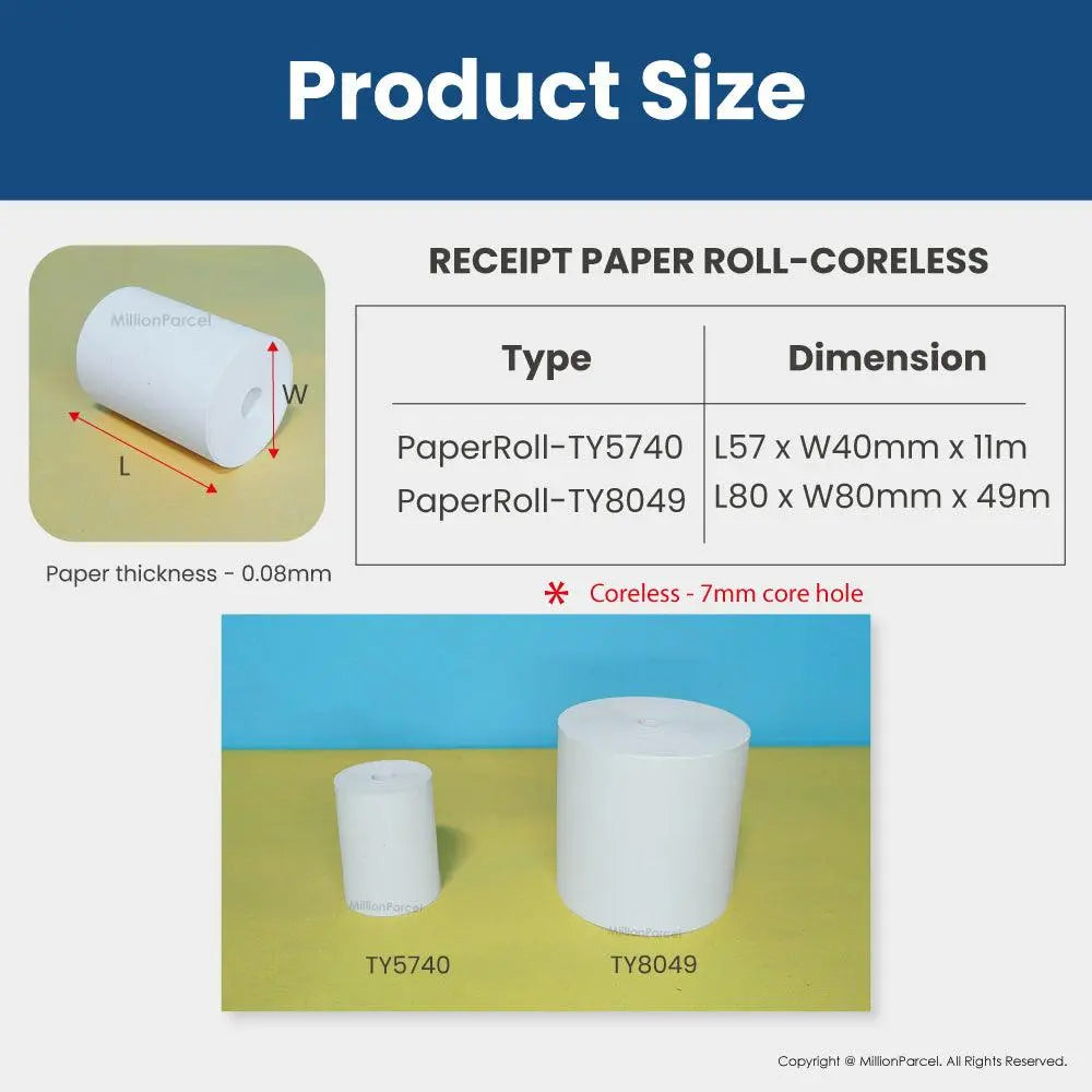 Thermal Paper Roll | Receipt Paper Roll - MillionParcel