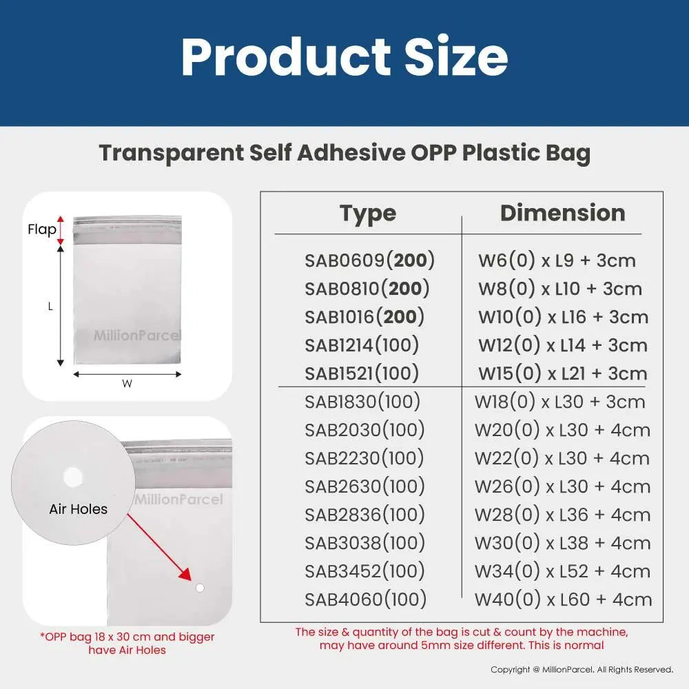 Transparent Self Adhesive OPP Plastic Bag - MillionParcel