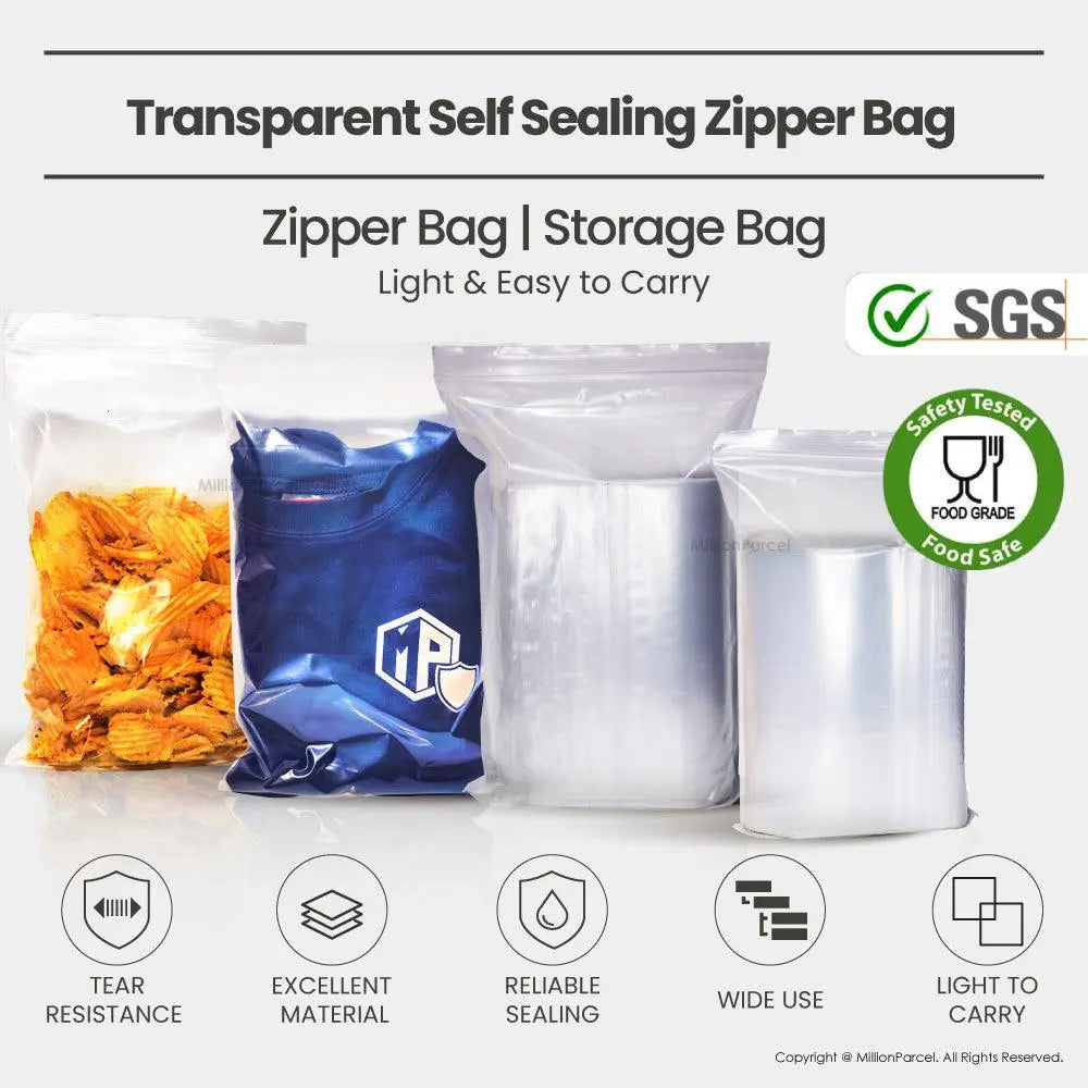 Transparent Self Sealing Zipper Bag | Ziplock Bag - MillionParcel