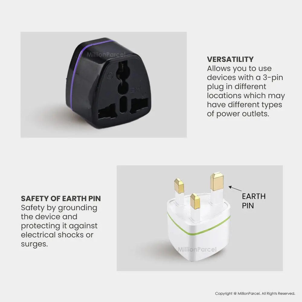 UK/SG 3 Pin Plug Power Converter | Plug Adapter for UK - MillionParcel